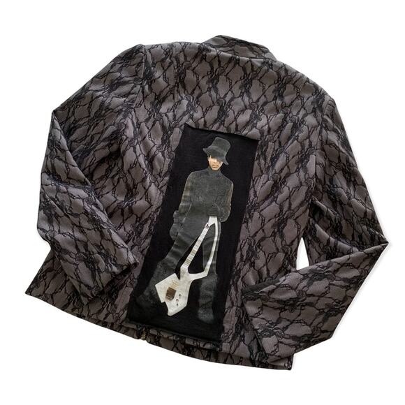 Via Penny Lane Reworked Apparel | Prince Graphic Lace Overlay Jacket Size 8 - Picture 1 of 8